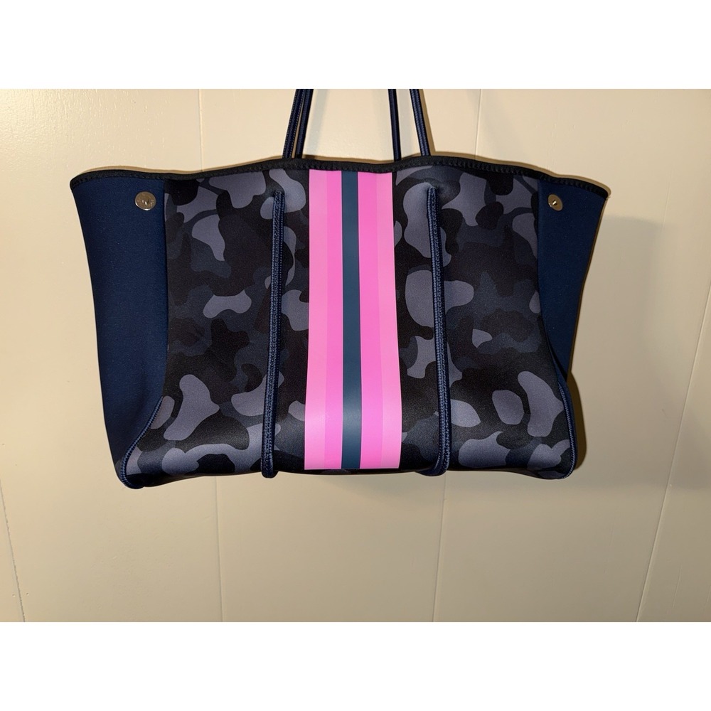 Blue Camouflage Neoprene Tote Bag for Beach Or Everyday Inc Attachable Wallet